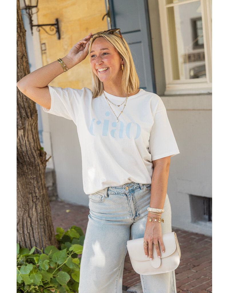 21Jewelz T-shirt "ciao" - wit/blauw