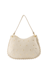 21Jewelz Handtas met gevlochten details & studs - suede ecru