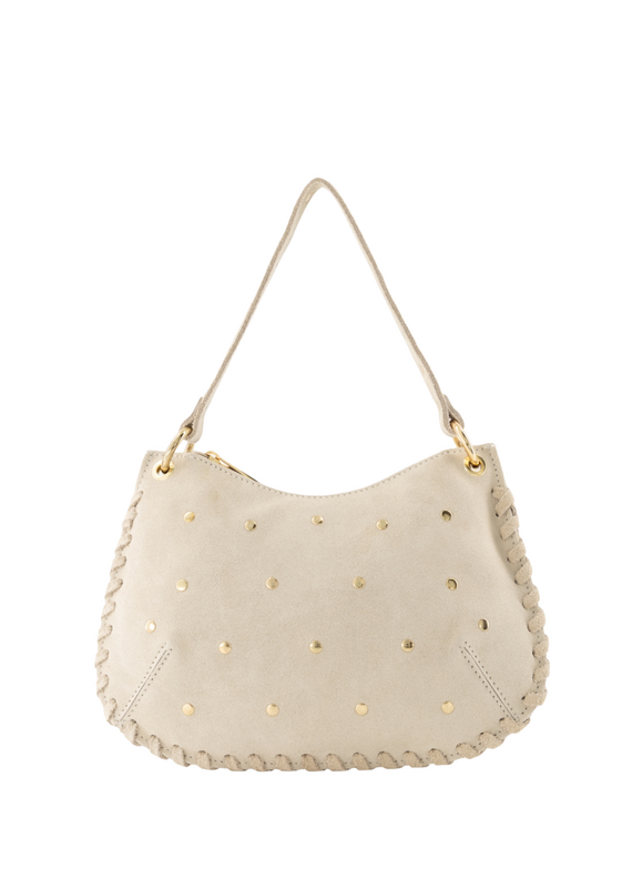 21Jewelz Handtas met gevlochten details & studs - suede ecru