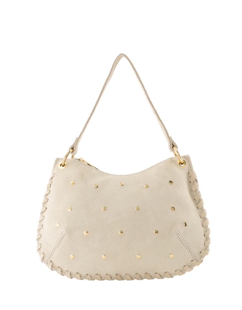 21Jewelz Handtas met gevlochten details & studs - suede ecru