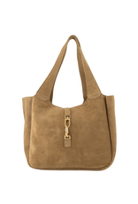 21Jewelz Luxe suede shopper met gouden details - beige