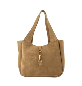 21Jewelz Luxe suede shopper met gouden details - beige