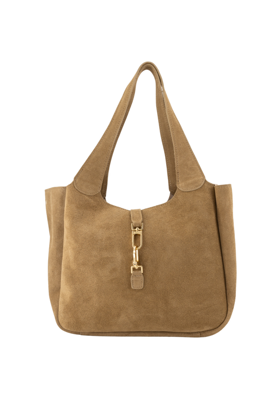 21Jewelz Luxe suede shopper met gouden details - beige