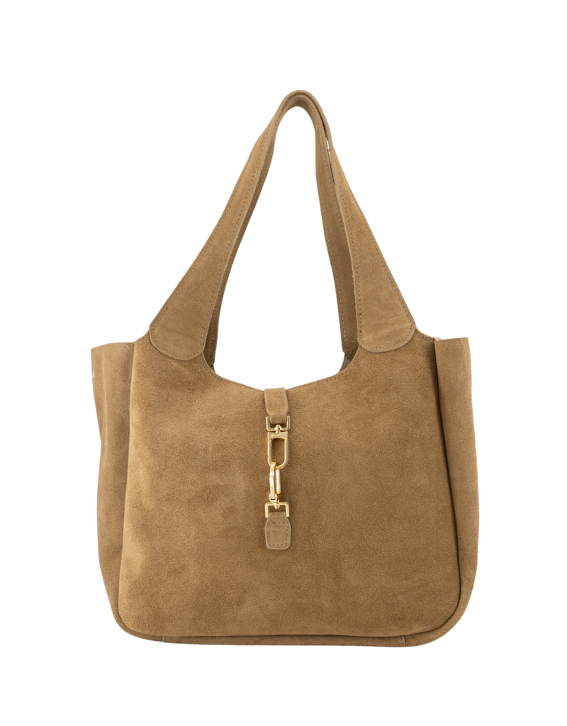 21Jewelz Luxe suede shopper met gouden details - beige