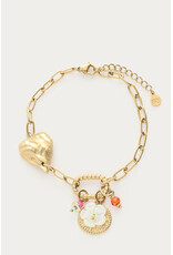 My Jewellery My Jewellery | Schakelarmband met hartje en multi bedels - goud
