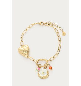 My Jewellery My Jewellery | Schakelarmband met hartje en multi bedels - goud