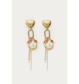 My Jewellery My Jewellery | Oorhangers met hartje en multi bedels - goud