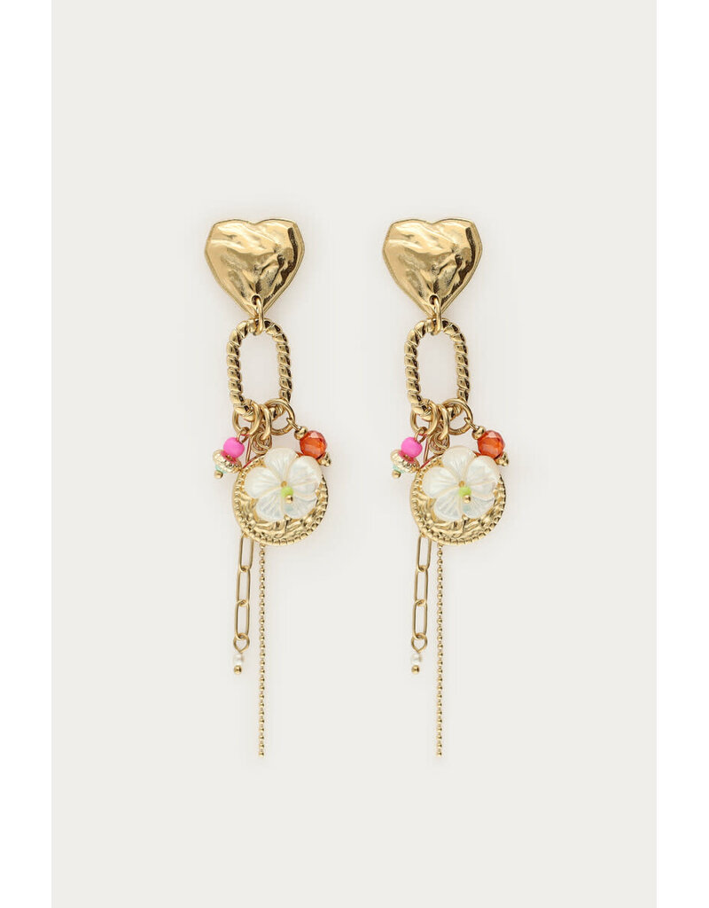 My Jewellery My Jewellery | Oorhangers met hartje en multi bedels - goud
