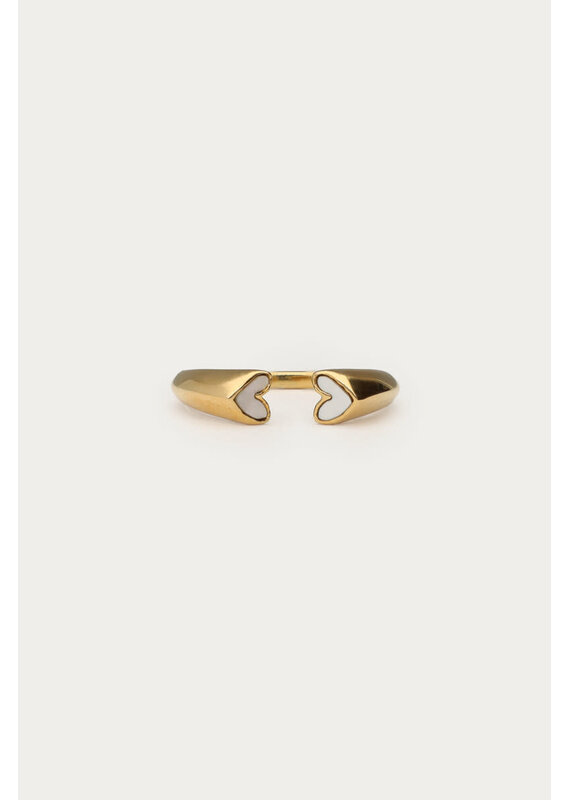 My Jewellery My Jewellery | Ring met witte open hartjes - goud