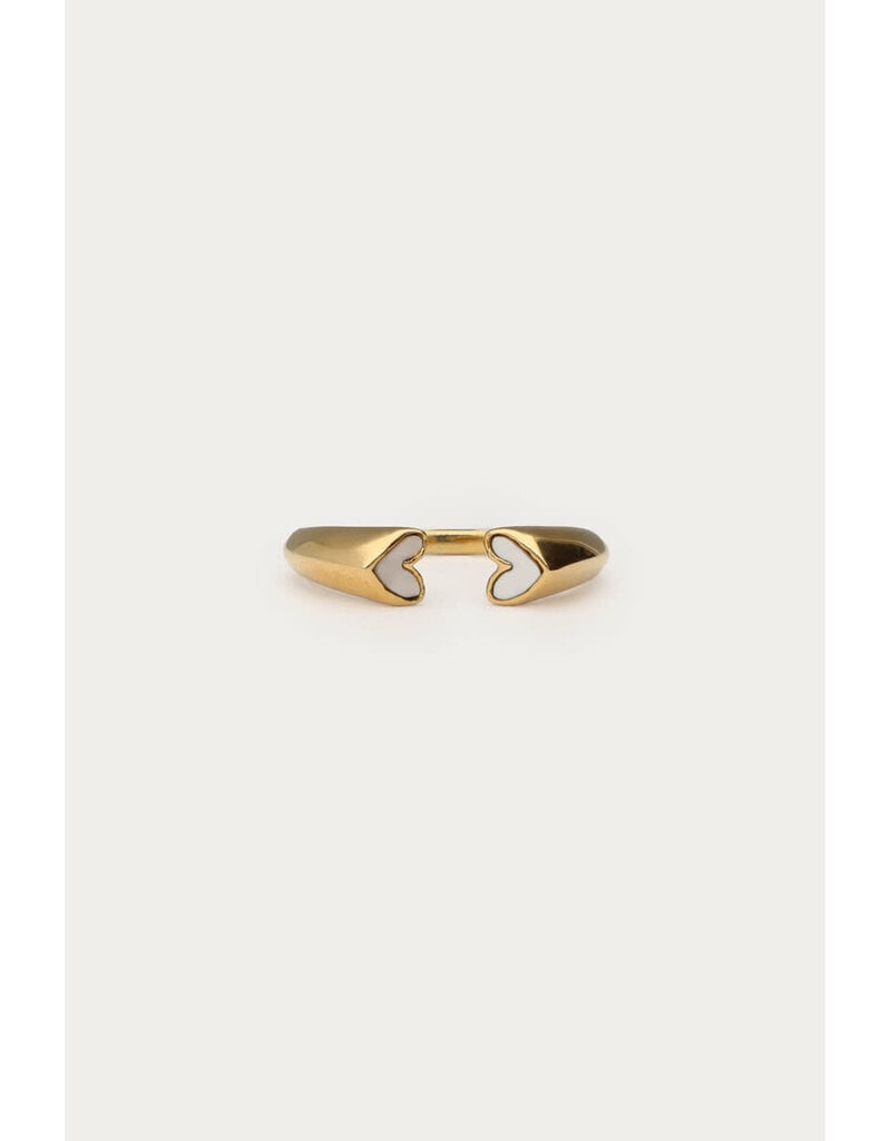 My Jewellery My Jewellery | Ring met witte open hartjes - goud
