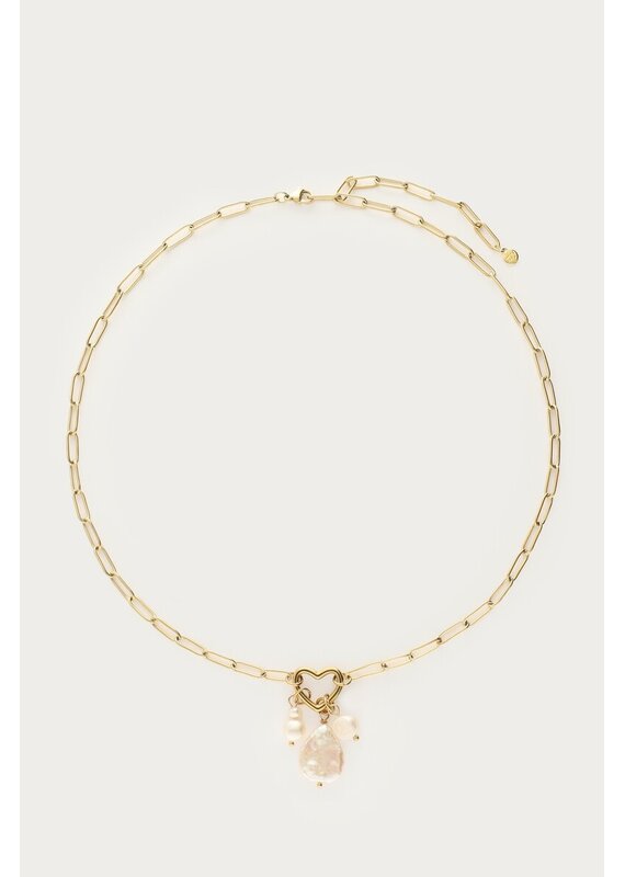 My Jewellery My Jewellery | Schakelketting met hartje en natuurlijke parels - goud