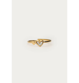My Jewellery My Jewellery | Ring met dubbel wit hartje - goud