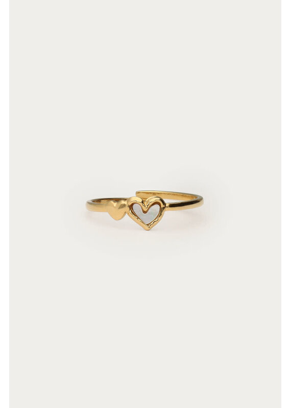 My Jewellery My Jewellery | Ring met dubbel wit hartje - goud
