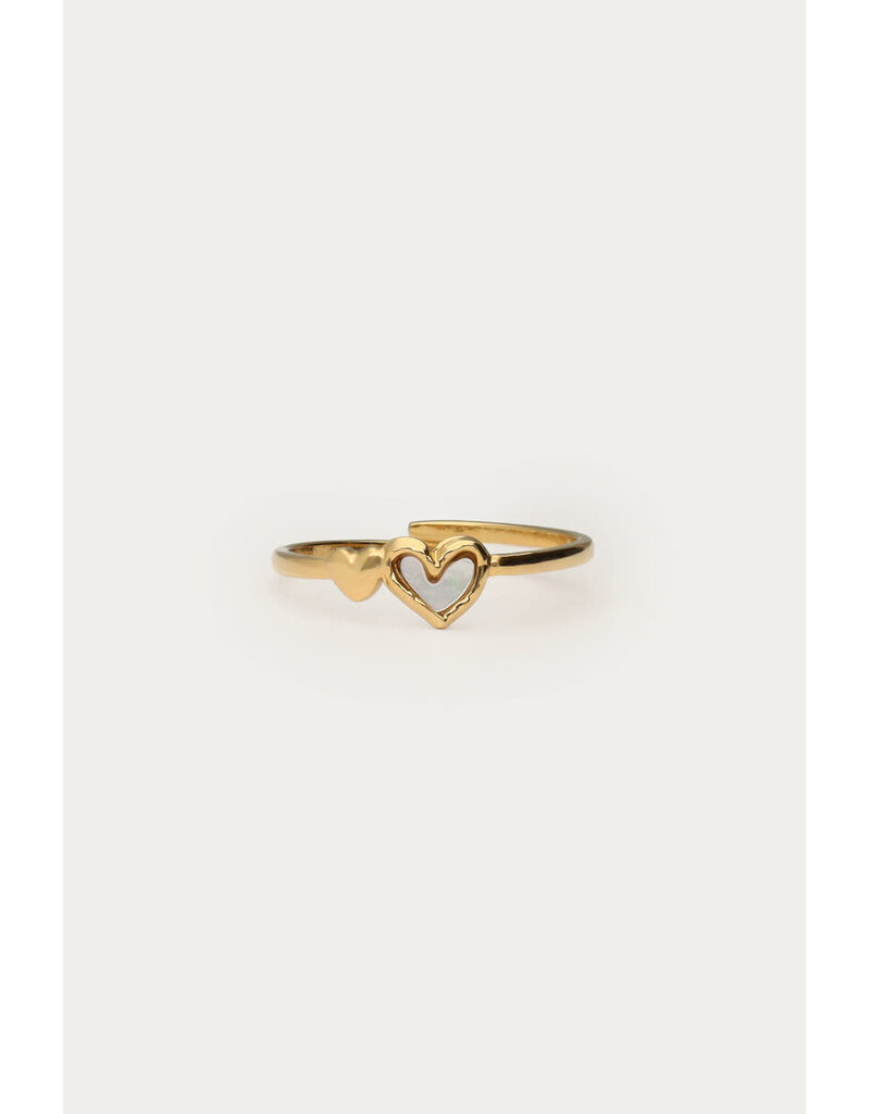 My Jewellery My Jewellery | Ring met dubbel wit hartje - goud