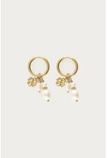 My Jewellery My Jewellery | Oorringen met natuurlijke parels en klaver - goud