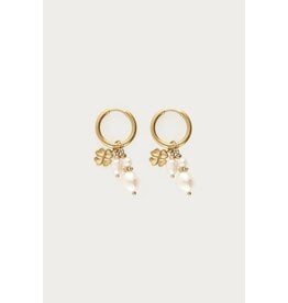 My Jewellery My Jewellery | Oorringen met natuurlijke parels en klaver - goud