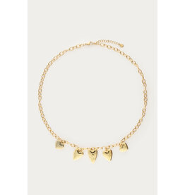 My Jewellery My Jewellery | Statement schakelketting met 5 hartjes - goud