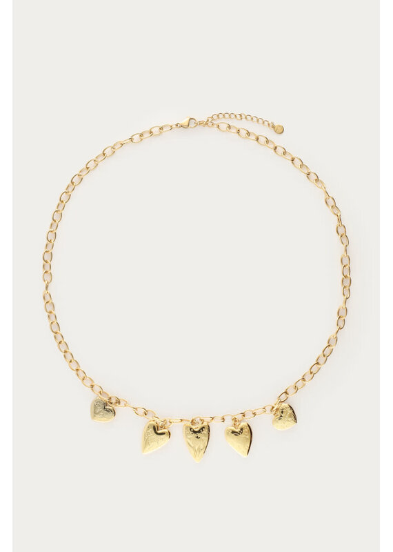 My Jewellery My Jewellery | Statement schakelketting met 5 hartjes - goud