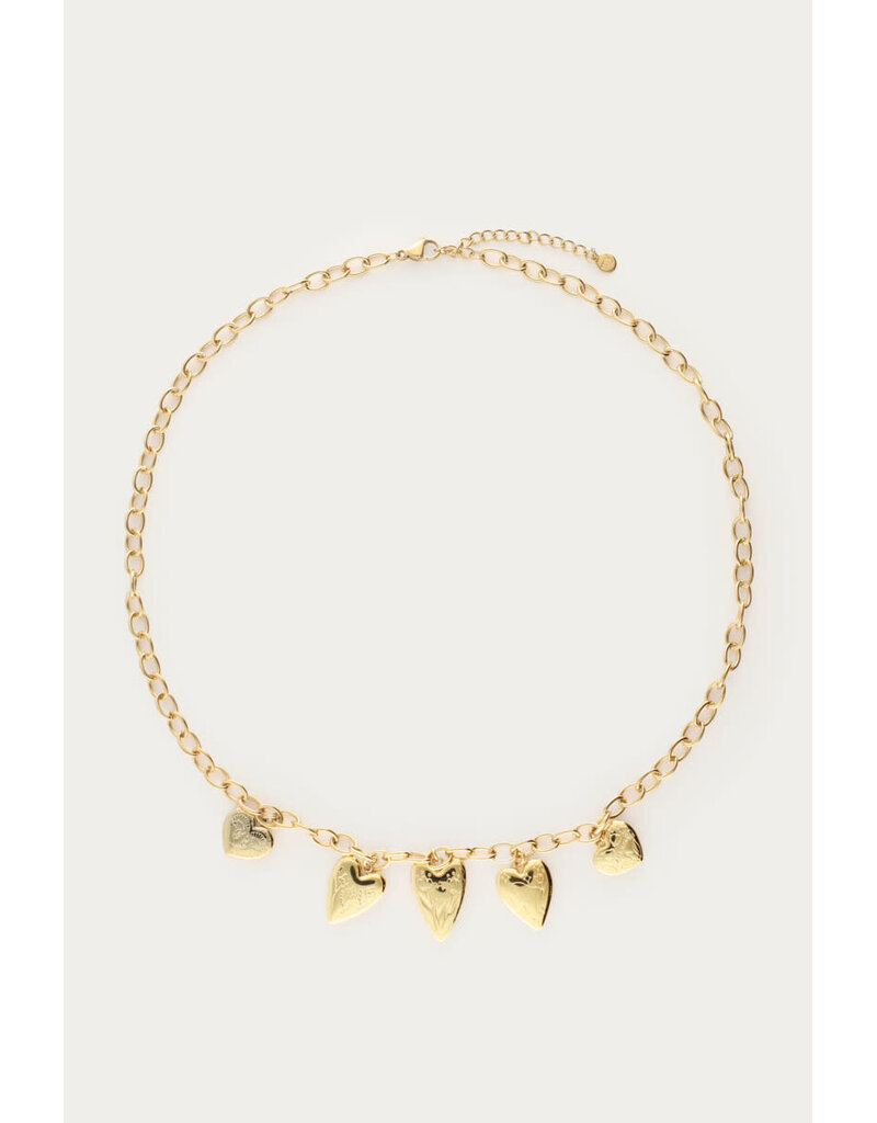 My Jewellery My Jewellery | Statement schakelketting met 5 hartjes - goud