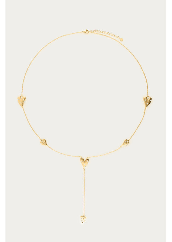 My Jewellery My Jewellery | Lange ketting met hartjes & imitatieparels - goud
