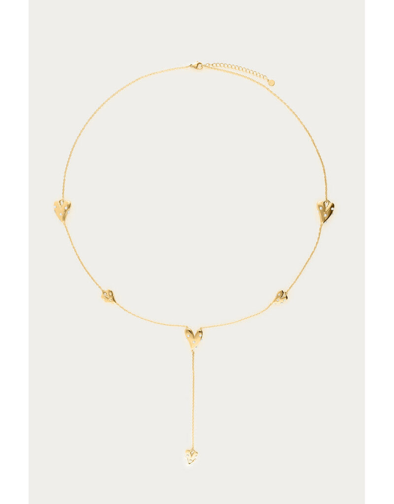 My Jewellery My Jewellery | Lange ketting met hartjes & imitatieparels - goud