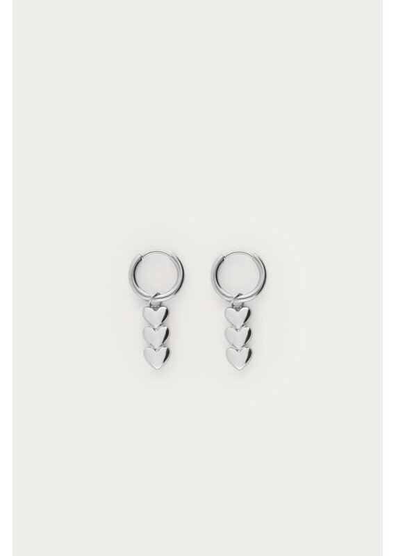 21Jewelz My Jewellery | Oorringen met drie hartjes - zilver