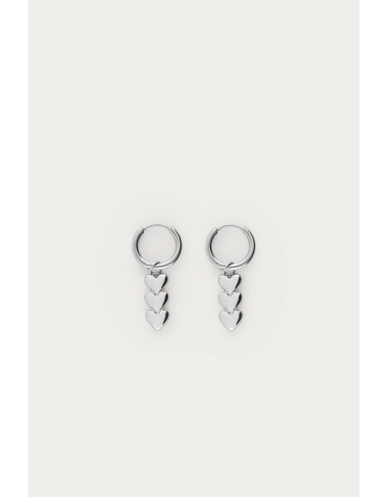 21Jewelz My Jewellery | Oorringen met drie hartjes - zilver