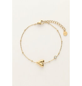 My Jewellery My Jewellery - Minimalistische armband met hart & strass - goud