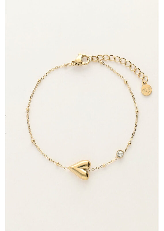 My Jewellery My Jewellery - Minimalistische armband met hart & strass - goud