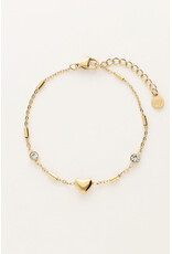 My Jewellery My Jewellery - Minimalistische armband met hartje & tubes - goud