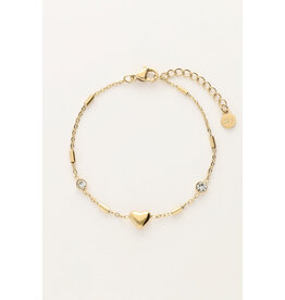 My Jewellery My Jewellery - Minimalistische armband met hartje & tubes - goud