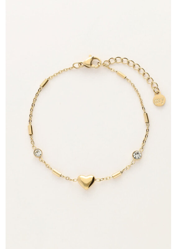 My Jewellery My Jewellery - Minimalistische armband met hartje & tubes - goud