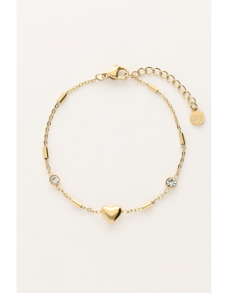 My Jewellery My Jewellery - Minimalistische armband met hartje & tubes - goud