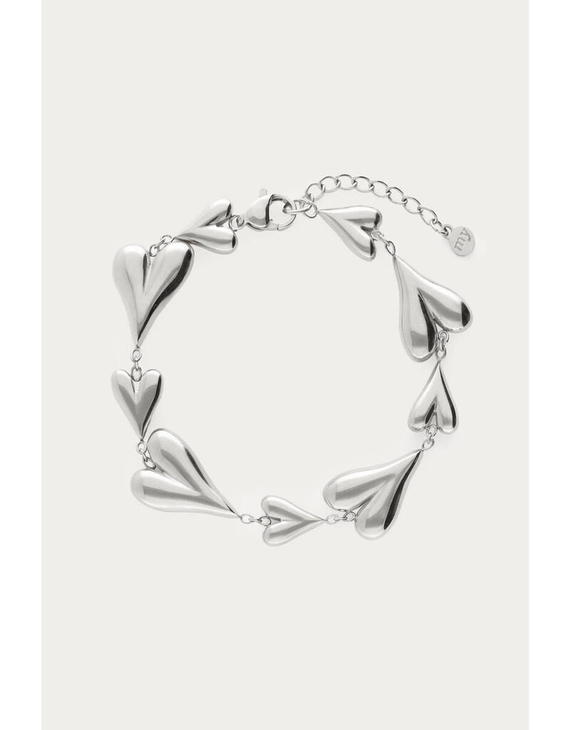 My Jewellery My Jewellery | Armband met kleine en grote hartjes - zilver
