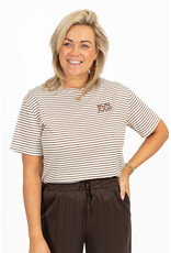 21Jewelz Gestreept shirtje bonjour - ecru/bruin
