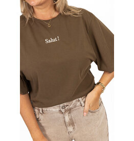 21Jewelz Losvallend shirt "salut!" - bruin
