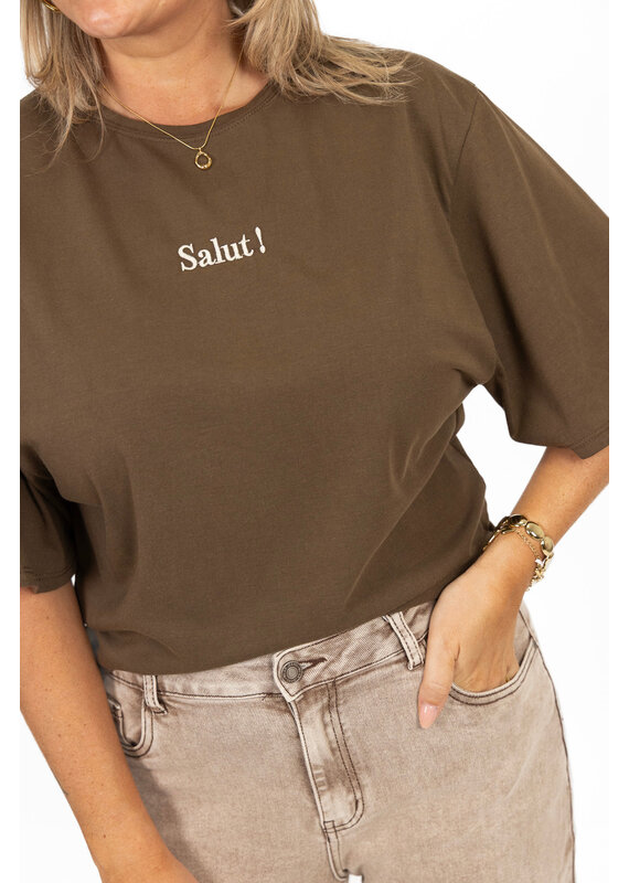 21Jewelz Losvallend shirt "salut!" - bruin
