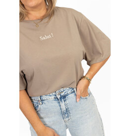 21Jewelz Losvallend shirt "salut!" - taupe