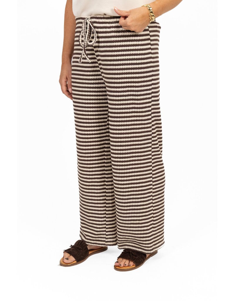21Jewelz Gehaakte losvallende broek met strepen - bruin/beige