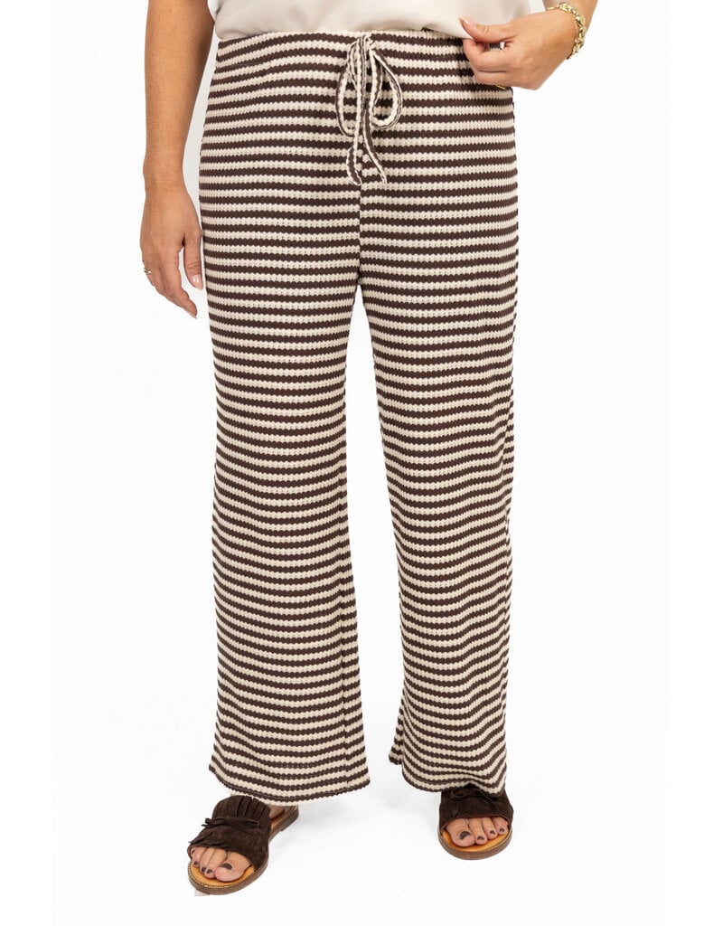 21Jewelz Gehaakte losvallende broek met strepen - bruin/beige