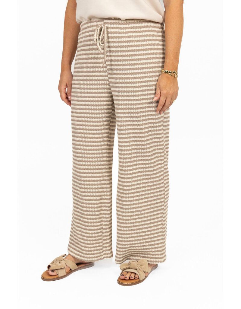 21Jewelz Gehaakte losvallende broek met strepen - taupe/beige