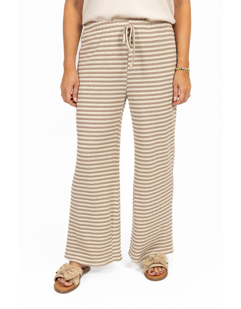 21Jewelz Gehaakte losvallende broek met strepen - taupe/beige
