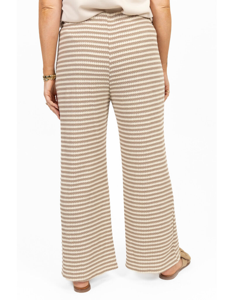 21Jewelz Gehaakte losvallende broek met strepen - taupe/beige
