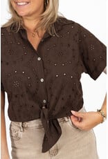 21Jewelz Blouse met broderie & knoopdetail - bruin