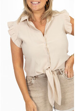 21Jewelz Blouse met knoopdetail & ruffles - beige