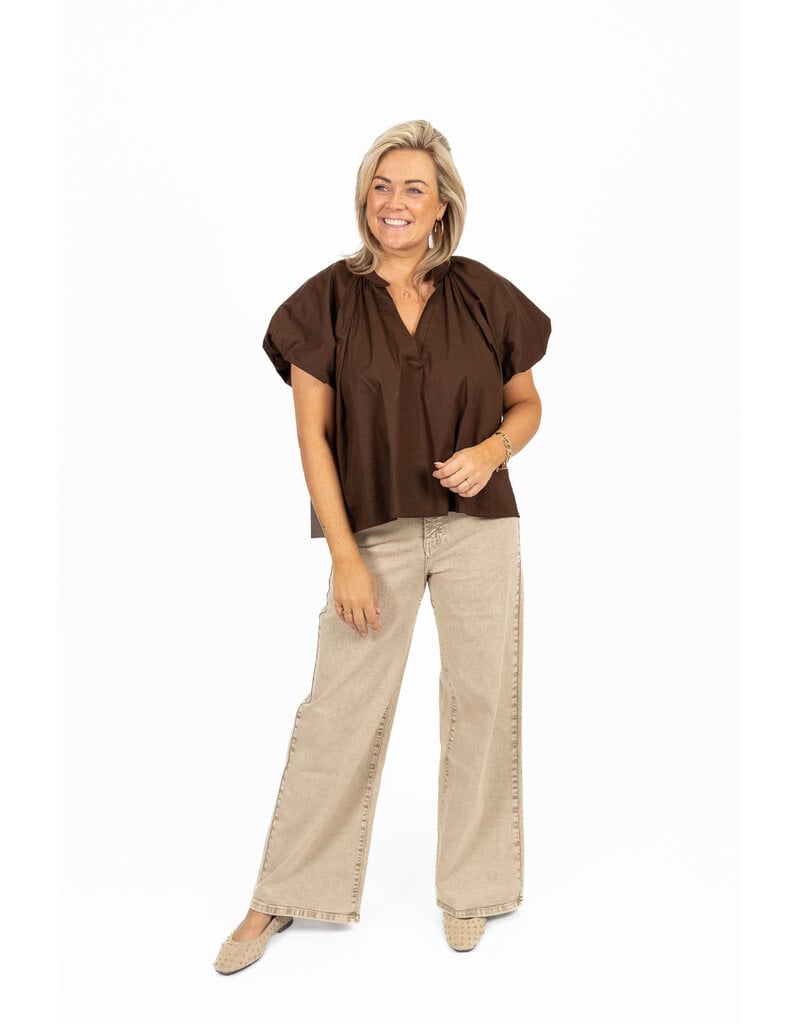 21Jewelz Washed wide leg jeans - beige