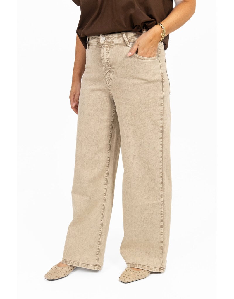 21Jewelz Washed wide leg jeans - beige