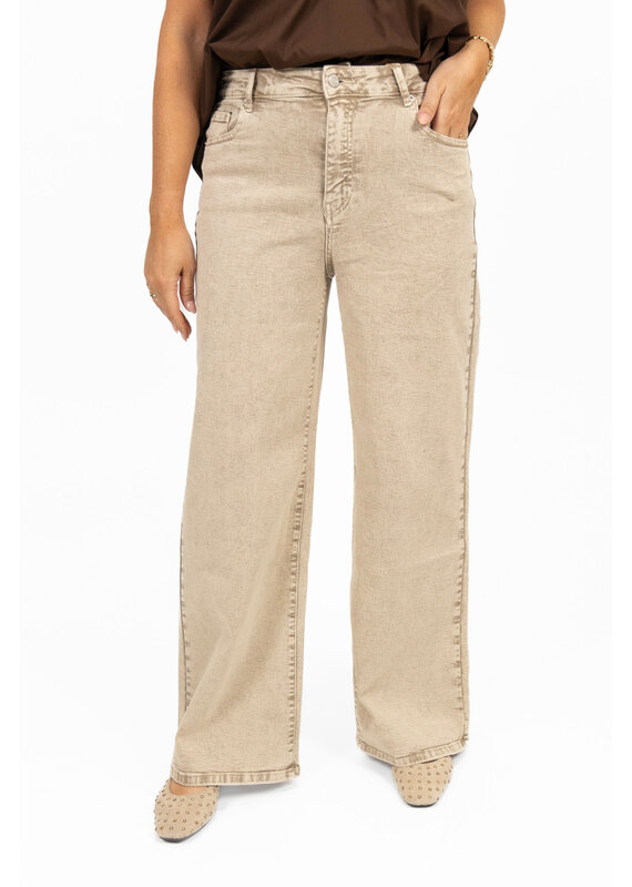21Jewelz Washed wide leg jeans - beige