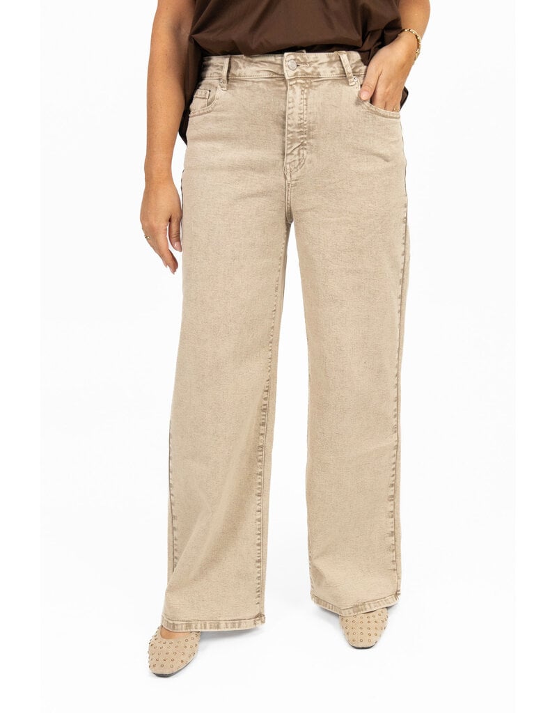 21Jewelz Washed wide leg jeans - beige
