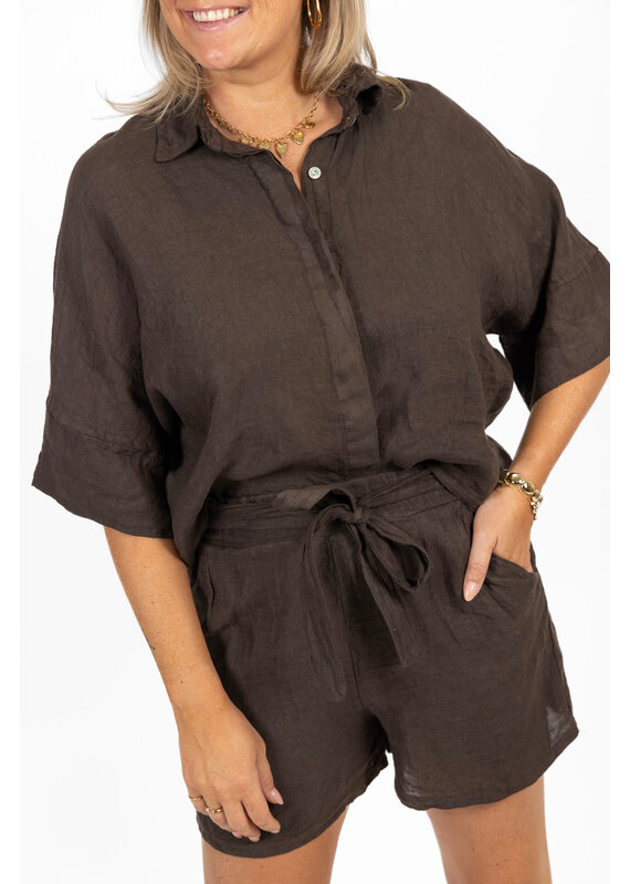 21Jewelz PRE-ORDER Linnenlook blouse - bruin